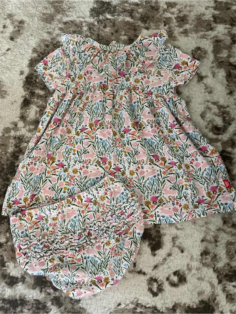 Magnetic Me Pink Floral Baby Dress & Bloomers